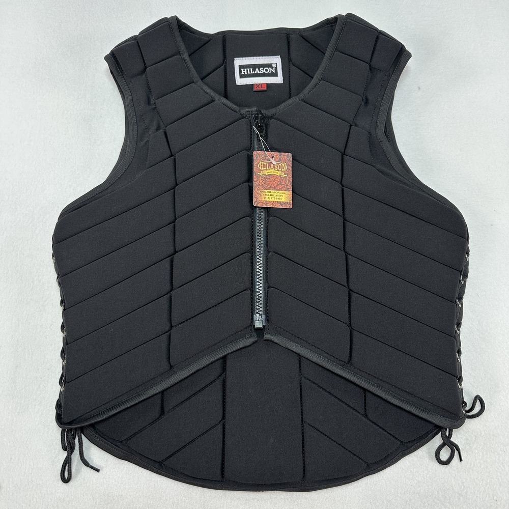 Hilason Bull Riding Protective Vest Adult XL Black Rodeo Western Horse Ride Gear